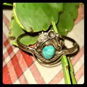 Vintage Native Indian Harvey Signed Turquoise Cuff